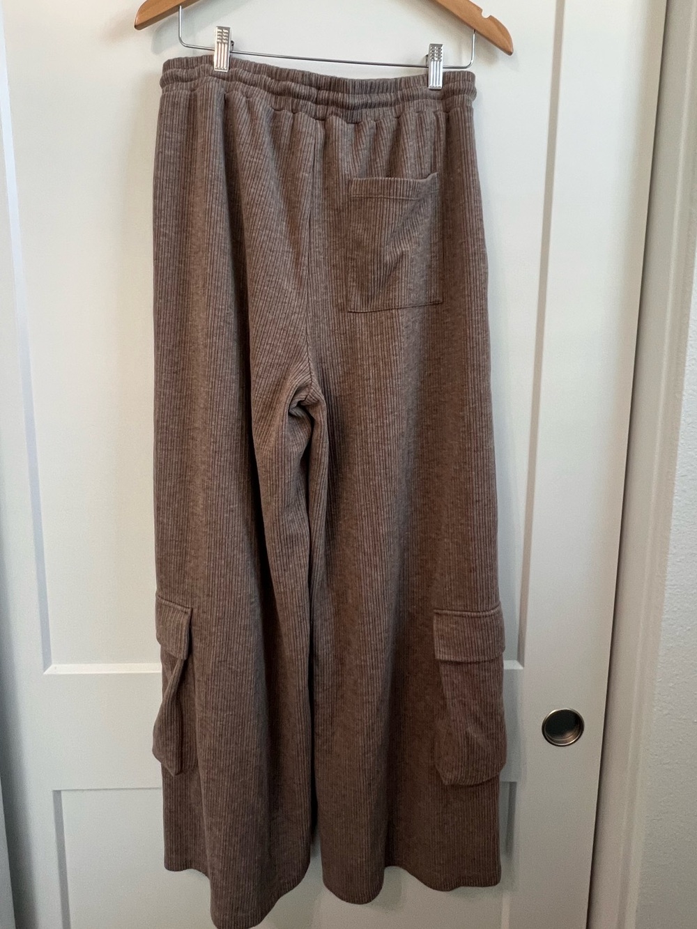 HALARA Brown Wide-Leg Cargo Corduroy Pants Pull-On Drawstring M - Picture 4 of 9